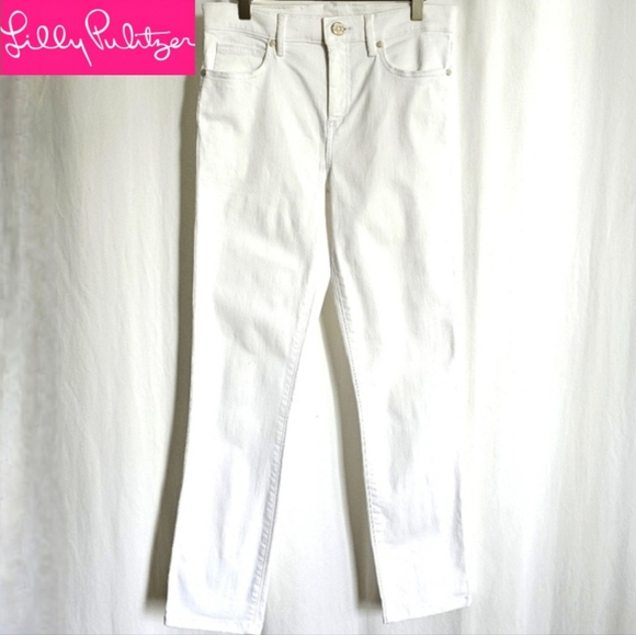 Lilly Pulitzer South Ocean High-Rise Skinny Jeans Resort White - Picture 1 of 16